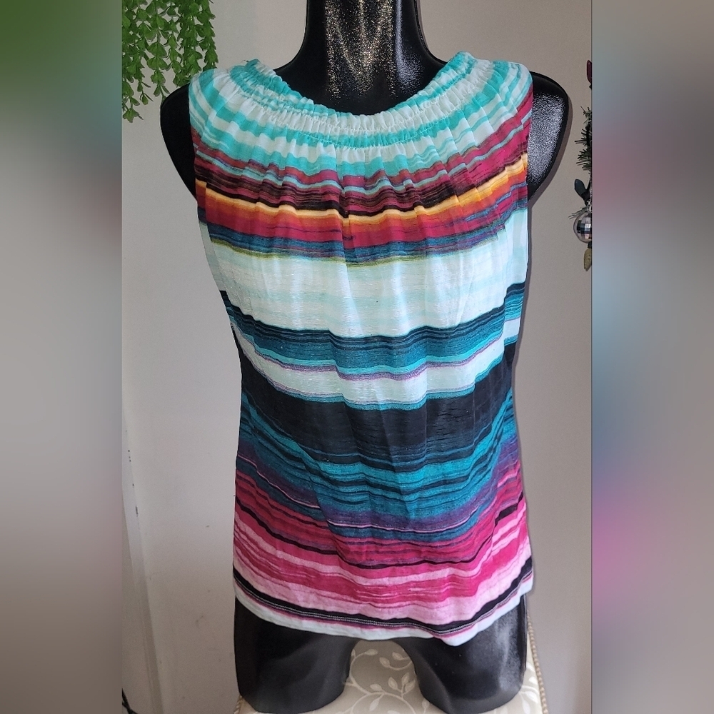 Worthington Multi Color Striped Sleeveless Top Size S